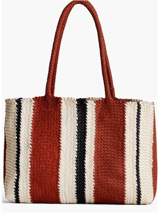 Madewell Handbags - Madewell Woven Stripe Tote in Rust, Cream & Black